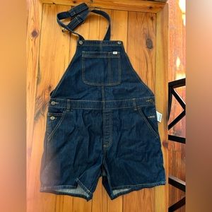 Vans x Urban Outfitters dark blue denim short overalls / shortalls - L